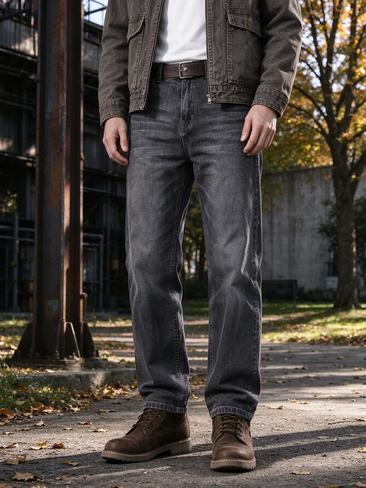 Men's smoke gray denim bib overalls — image 5