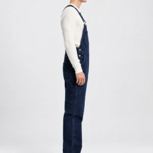 Men's dark blue denim bib overalls — image 1