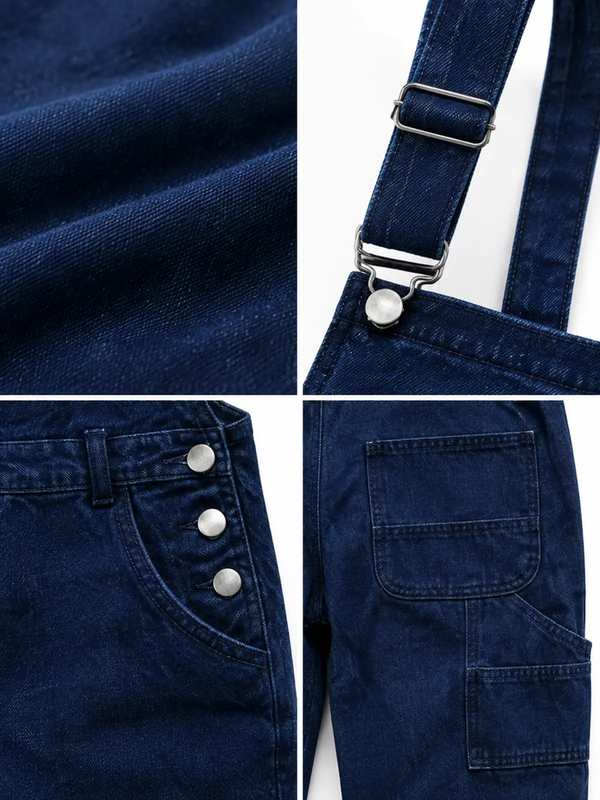 Men's dark blue denim bib overalls — image 3